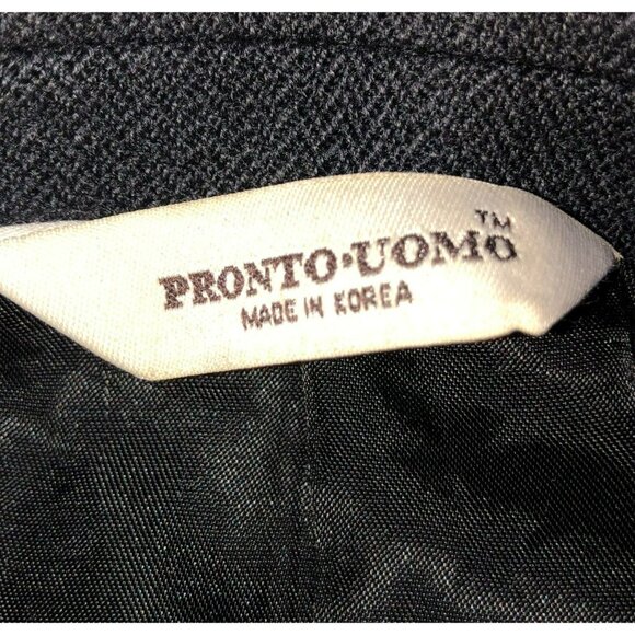PRONTO UOMO LAMBS WOOL SPORT COAT SZ 40S BLACK LINED STRUCTURED 100% WOOL MENS - Picture 6 of 7
